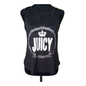 Juicy Couture Women's S Black/Silver Logo Racer Back Tank Top, NWT